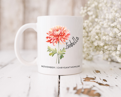 Personalised Birth Flower Mug