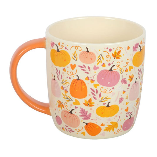 Pink and Orange Pumpkin Print Mug