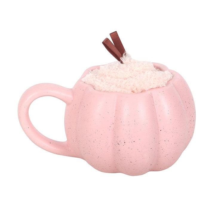 Pink Pumpkin Mug and Socks Set
