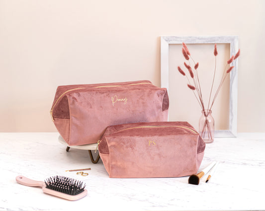 Personalised Velvet Makeup Bag - 4 colours