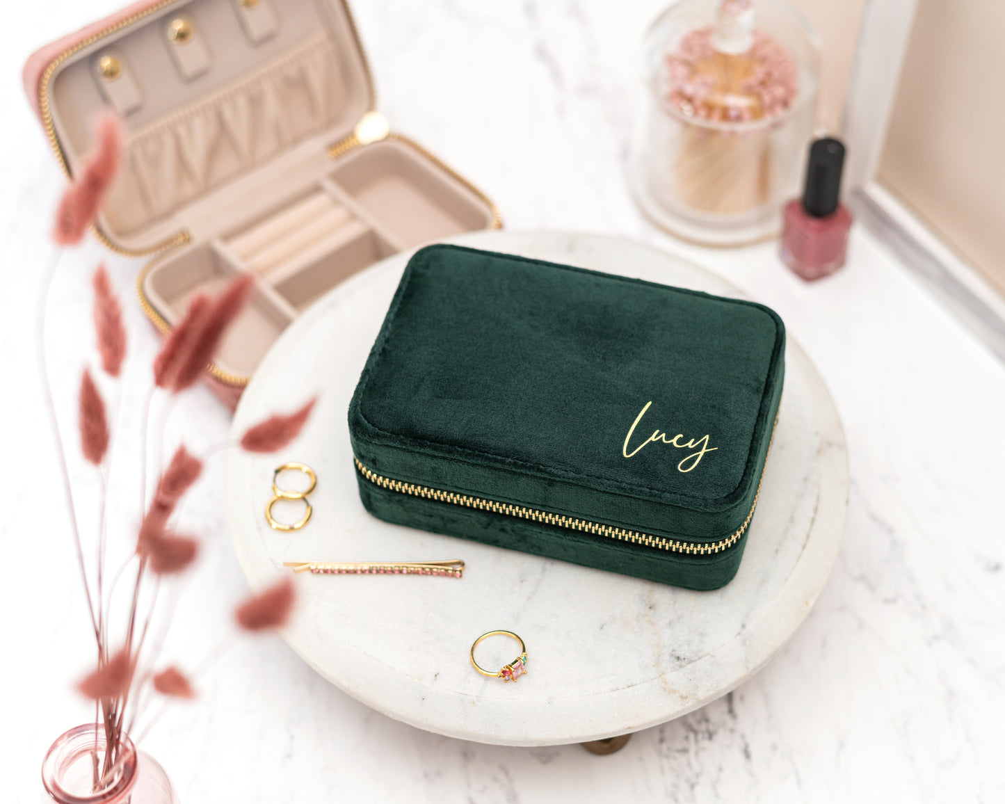 Personalised Velvet Travel Jewellery Box