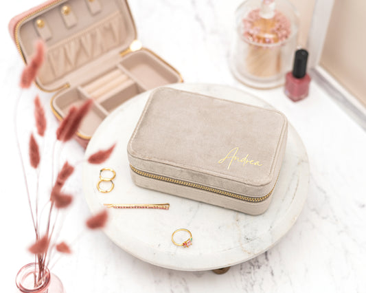 Personalised Velvet Travel Jewellery Box