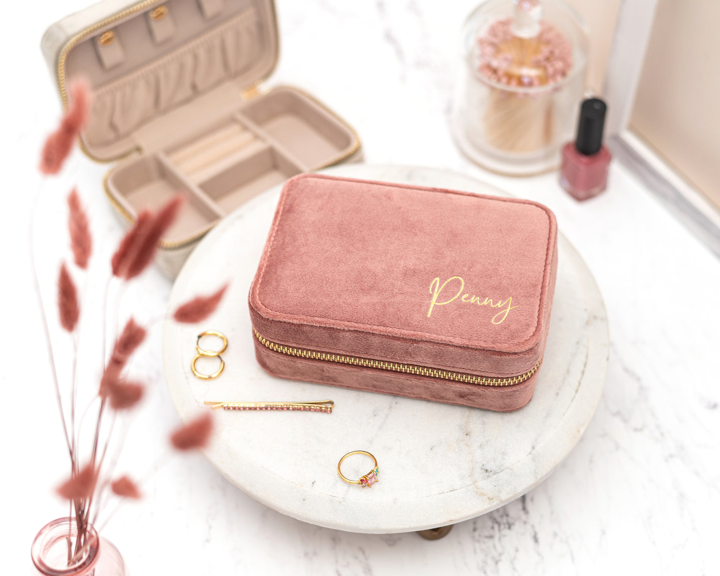 Personalised Velvet Travel Jewellery Box