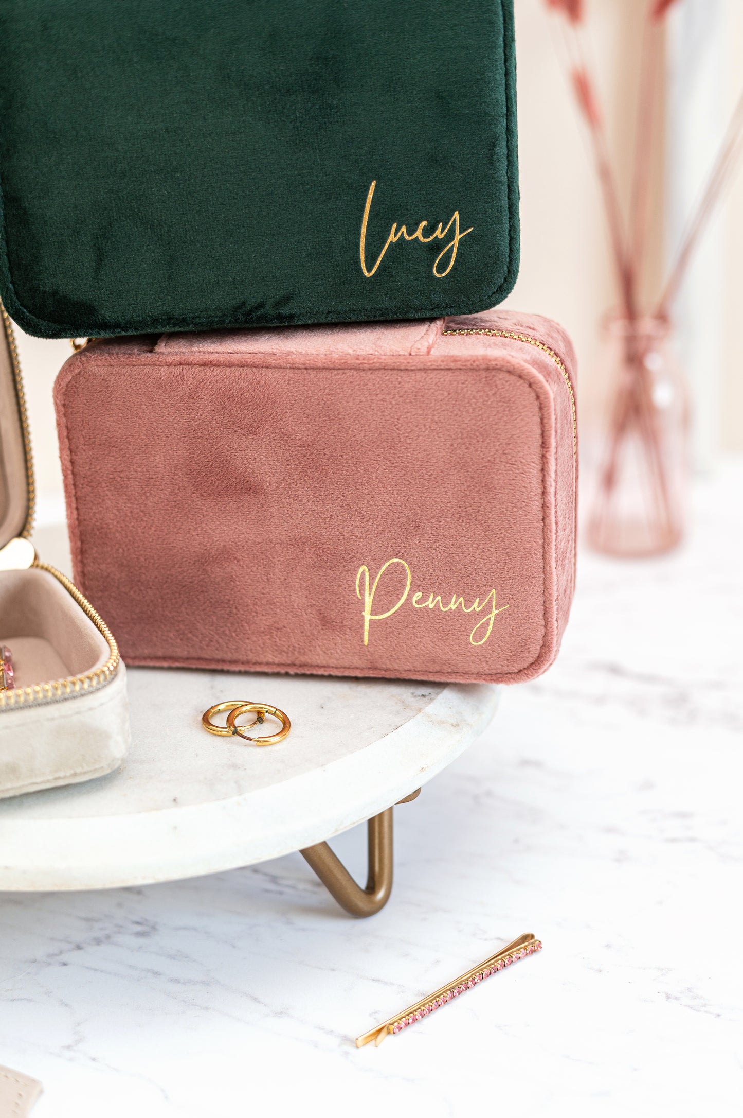 Personalised Velvet Travel Jewellery Box
