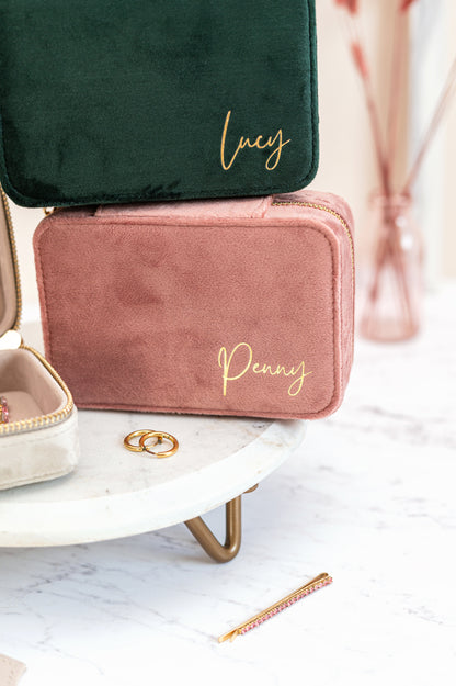 Personalised Velvet Travel Jewellery Box
