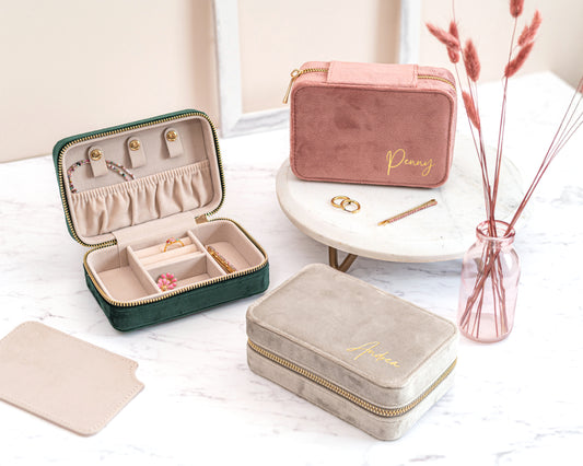 Personalised Velvet Travel Jewellery Box
