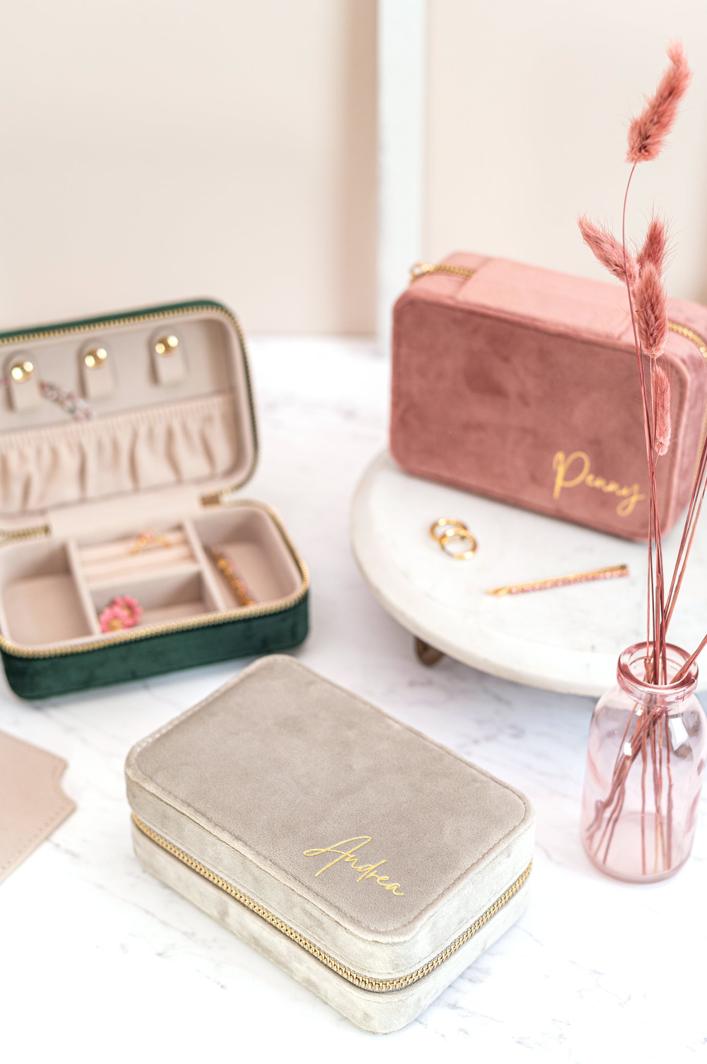 Personalised Velvet Travel Jewellery Box