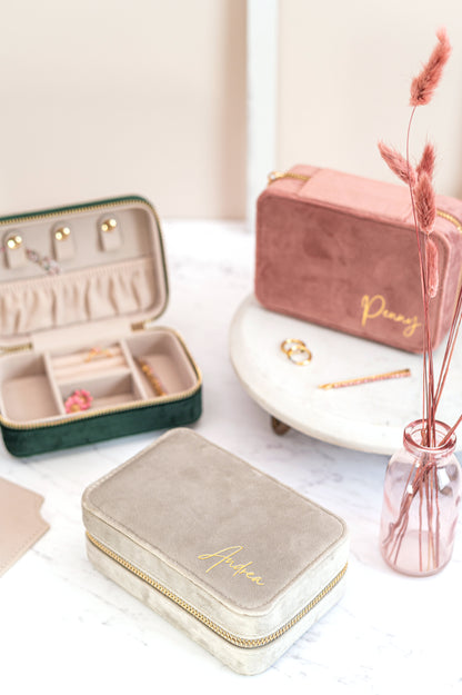 Personalised Velvet Travel Jewellery Box