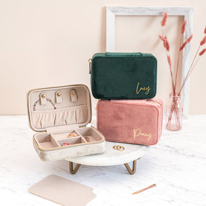 Personalised Velvet Travel Jewellery Box