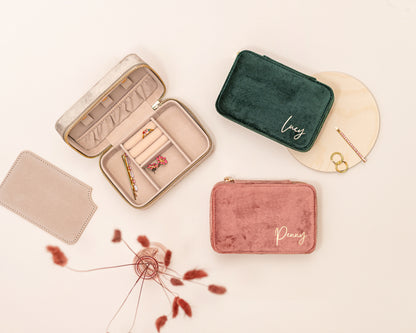 Personalised Velvet Travel Jewellery Box