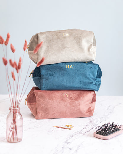 Personalised Velvet Makeup Bag - 4 colours