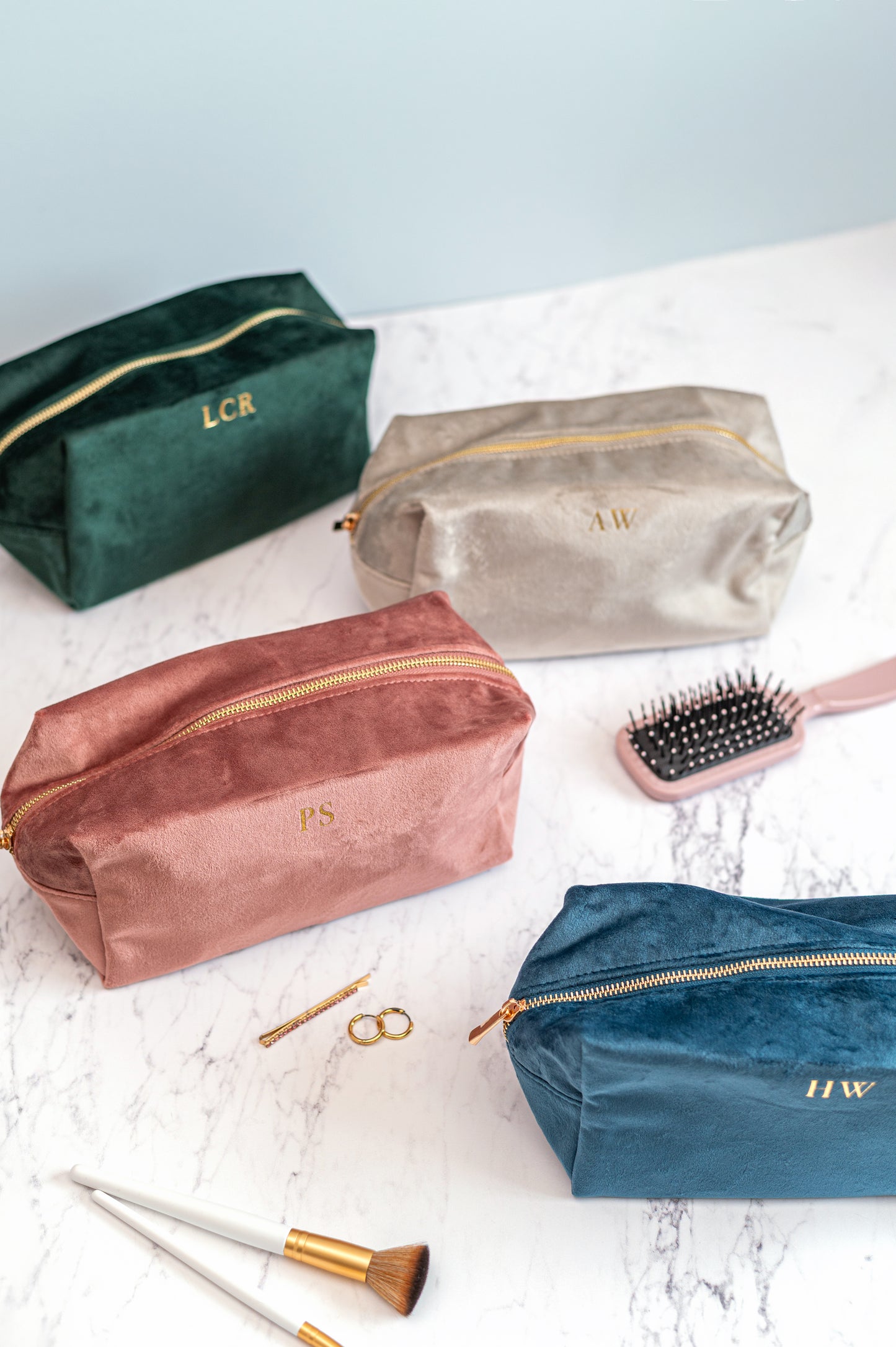 Personalised Velvet Makeup Bag - 4 colours