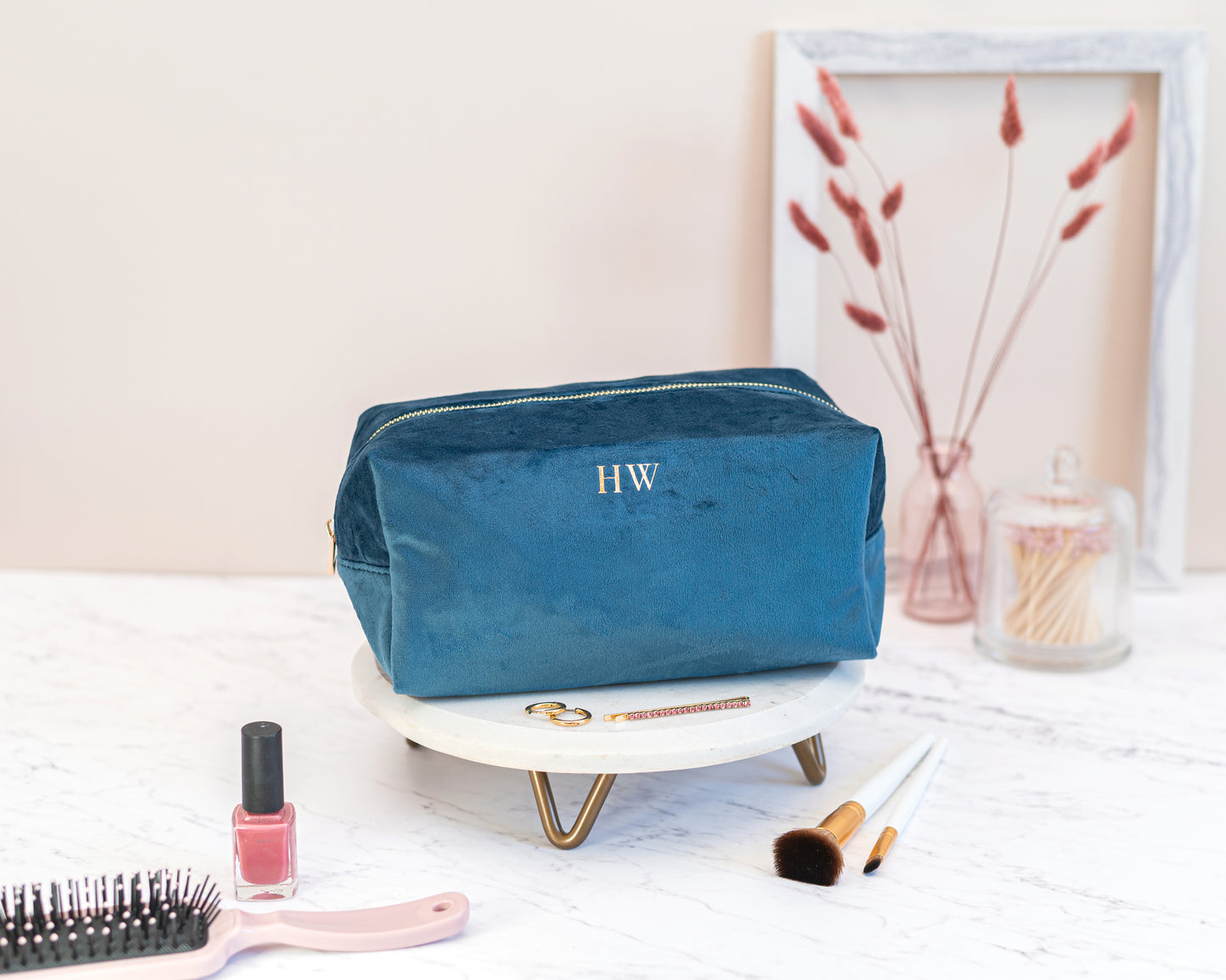 Personalised Velvet Makeup Bag - 4 colours