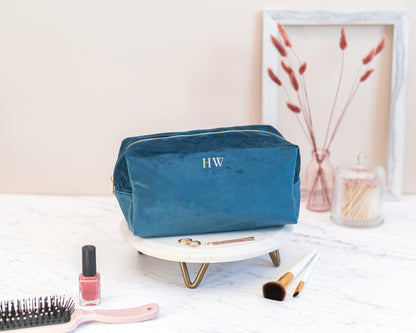 Personalised Velvet Makeup Bag - 4 colours