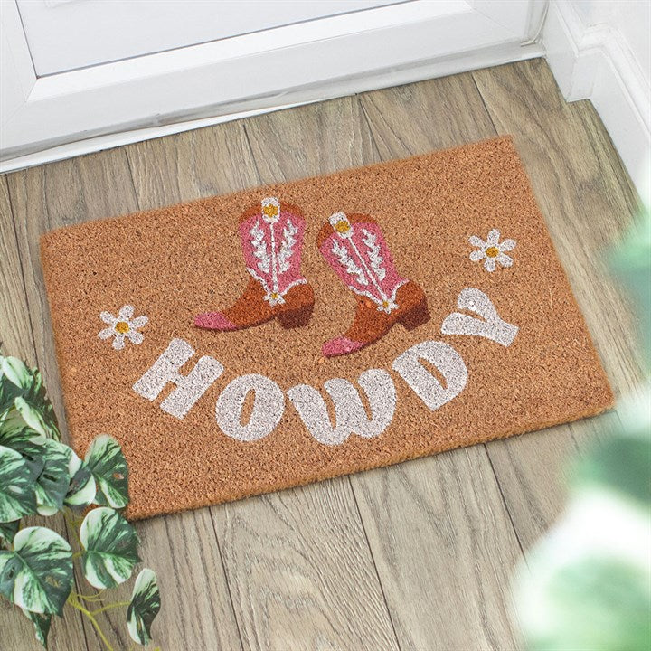 Natural Howdy Cowboy Boot Doormat