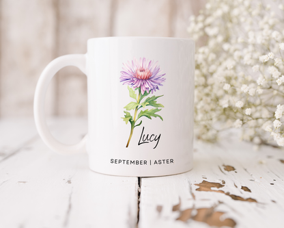 Personalised Birth Flower Mug
