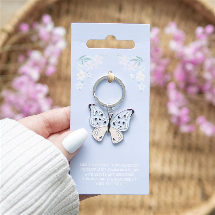 Butterfly Alloy and Enamel Metal Keyring (12/48)