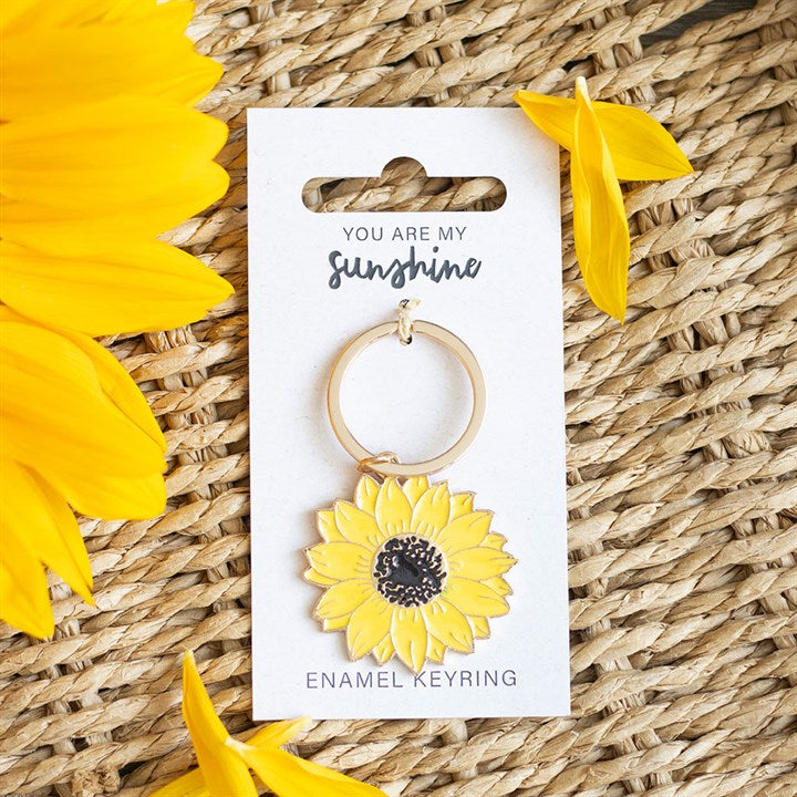 You Are My Sunshine Enamel and Metal Sunflower Keyring