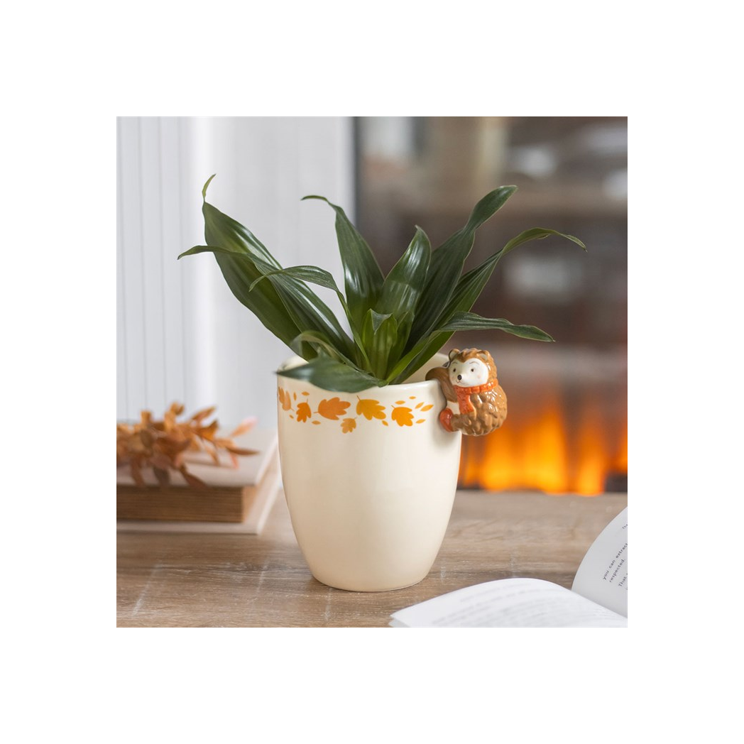 Autumn Plant Pot with Hedgehog