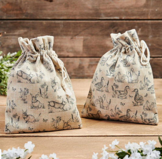 Sketchy Duck & Bunny Drawstring Bags
