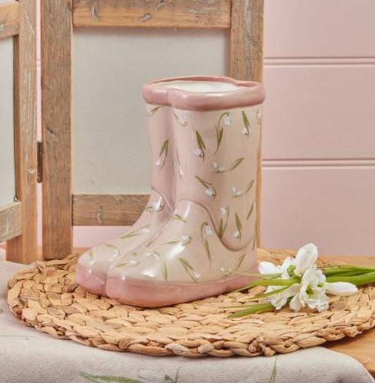 Snowdrop Welly Boot Planter