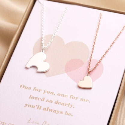 Mother & Daughter Set of 2 Heart Puzzle Necklaces - Penny Rose Home and Gifts