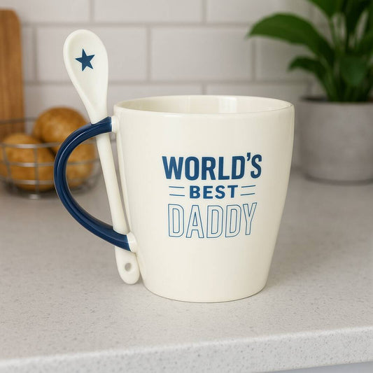 World's Best Daddy Ceramic Mug And Spoon Set