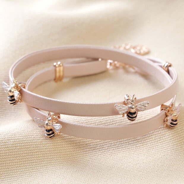 Rose Gold Bee Vegan Leather Bracelet - Penny Rose Home and Gifts