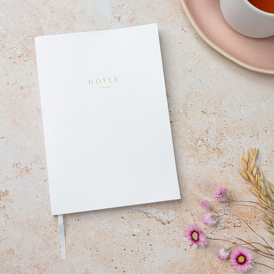 A5 White Vegan Leather Notebook - Penny Rose Home and Gifts