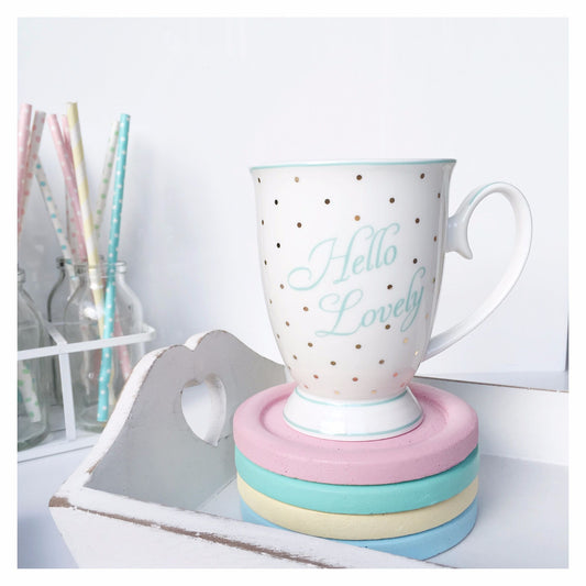 Bombay Duck Hello Lovely Gold & Mint Polkadot Mug - Penny Rose Home and Gifts