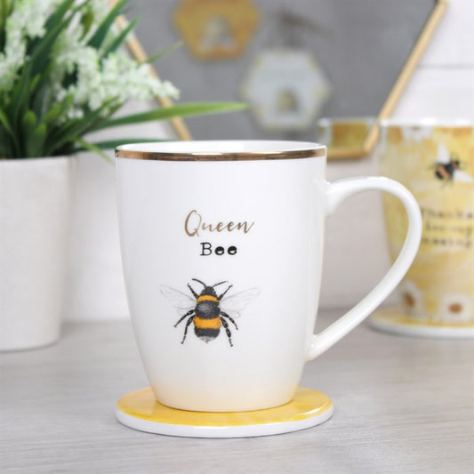 Queen Bee Ceramic Mug & Coaster Set - Penny Rose Home and Gifts