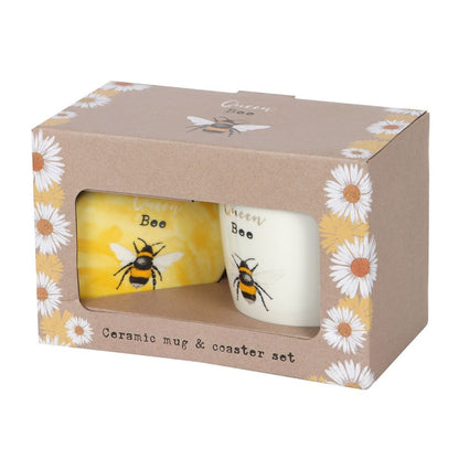Queen Bee Ceramic Mug & Coaster Set - Penny Rose Home and Gifts