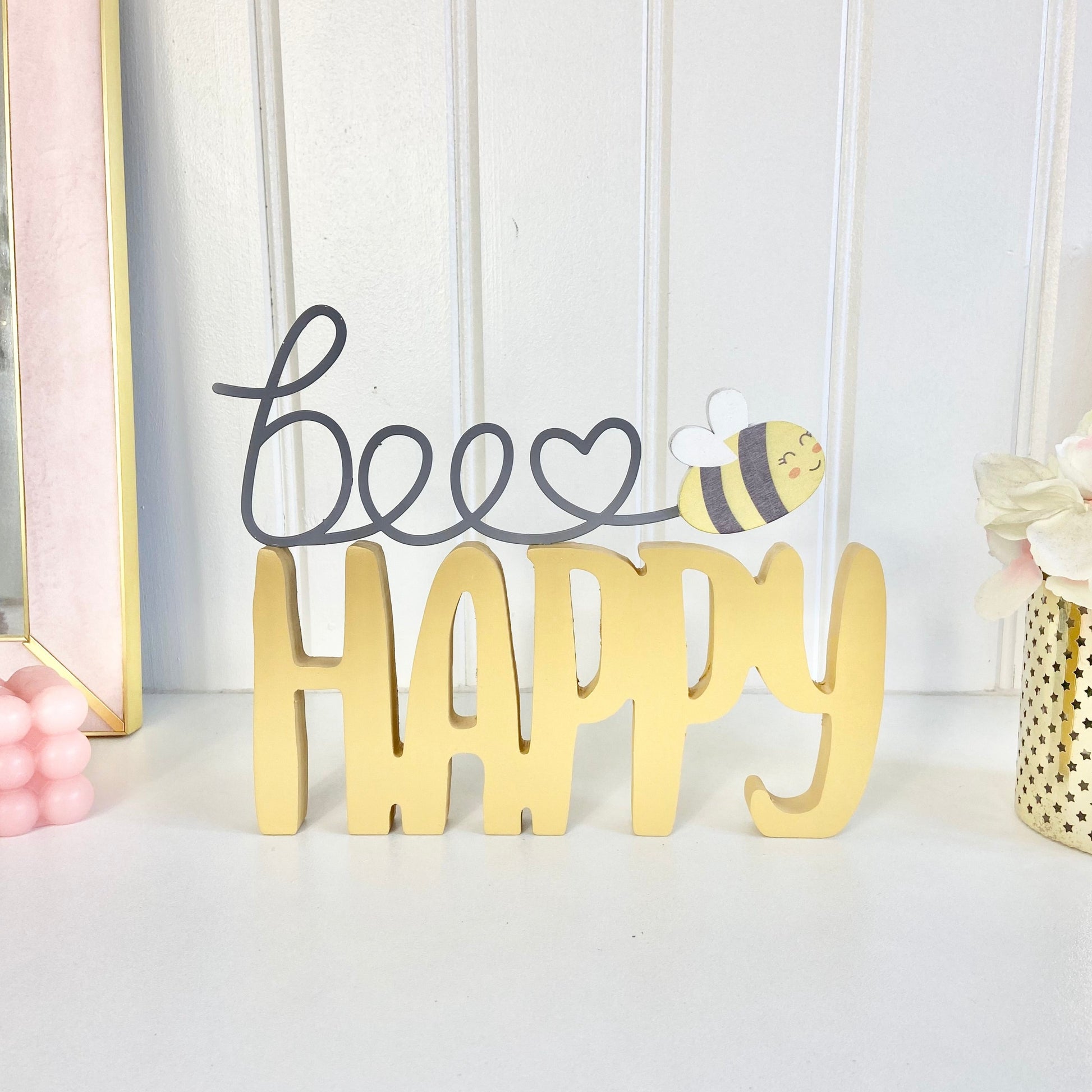 Bee Happy Plaque Sign - Penny Rose Home and Gifts