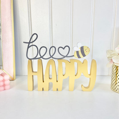 Bee Happy Plaque Sign - Penny Rose Home and Gifts