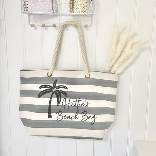 Personalised Striped Palm Tree Beach Bag - Penny Rose Home and Gifts