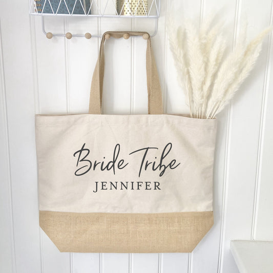 Personalised Bride Tribe Jute Tote Bag - Penny Rose Home and Gifts