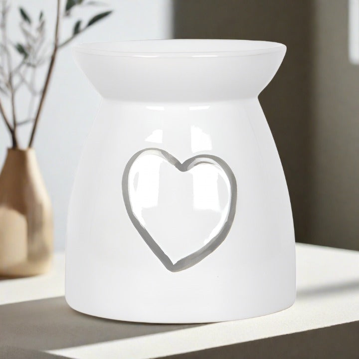 White Heart Ceramic Wax Burner - Penny Rose Home and Gifts