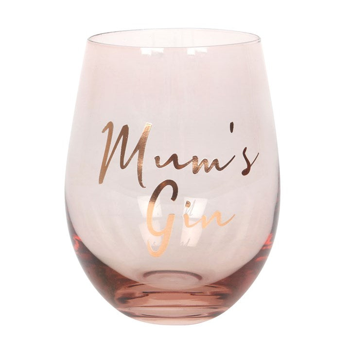 Mum's Gin Stemless Pink Glass - Penny Rose Home and Gifts