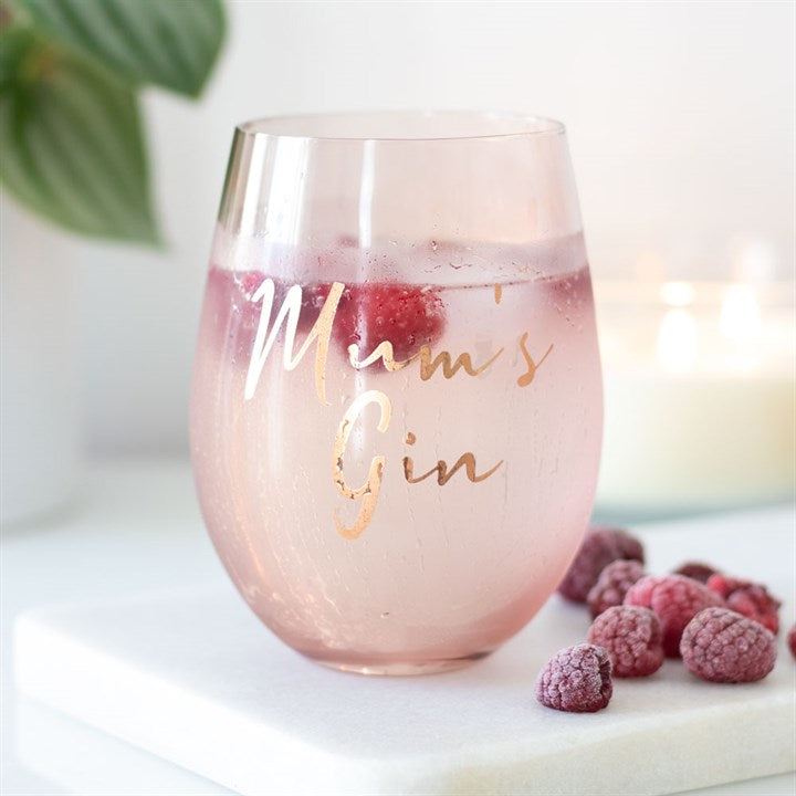 Mum's Gin Stemless Pink Glass - Penny Rose Home and Gifts