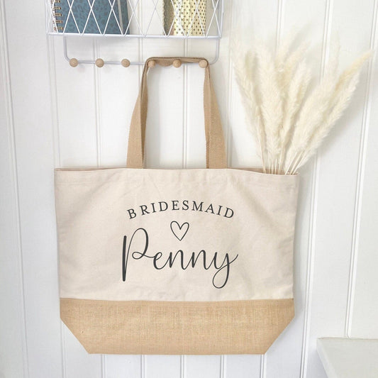 Personalised Bridesmaid Jute Tote Bag - Penny Rose Home and Gifts