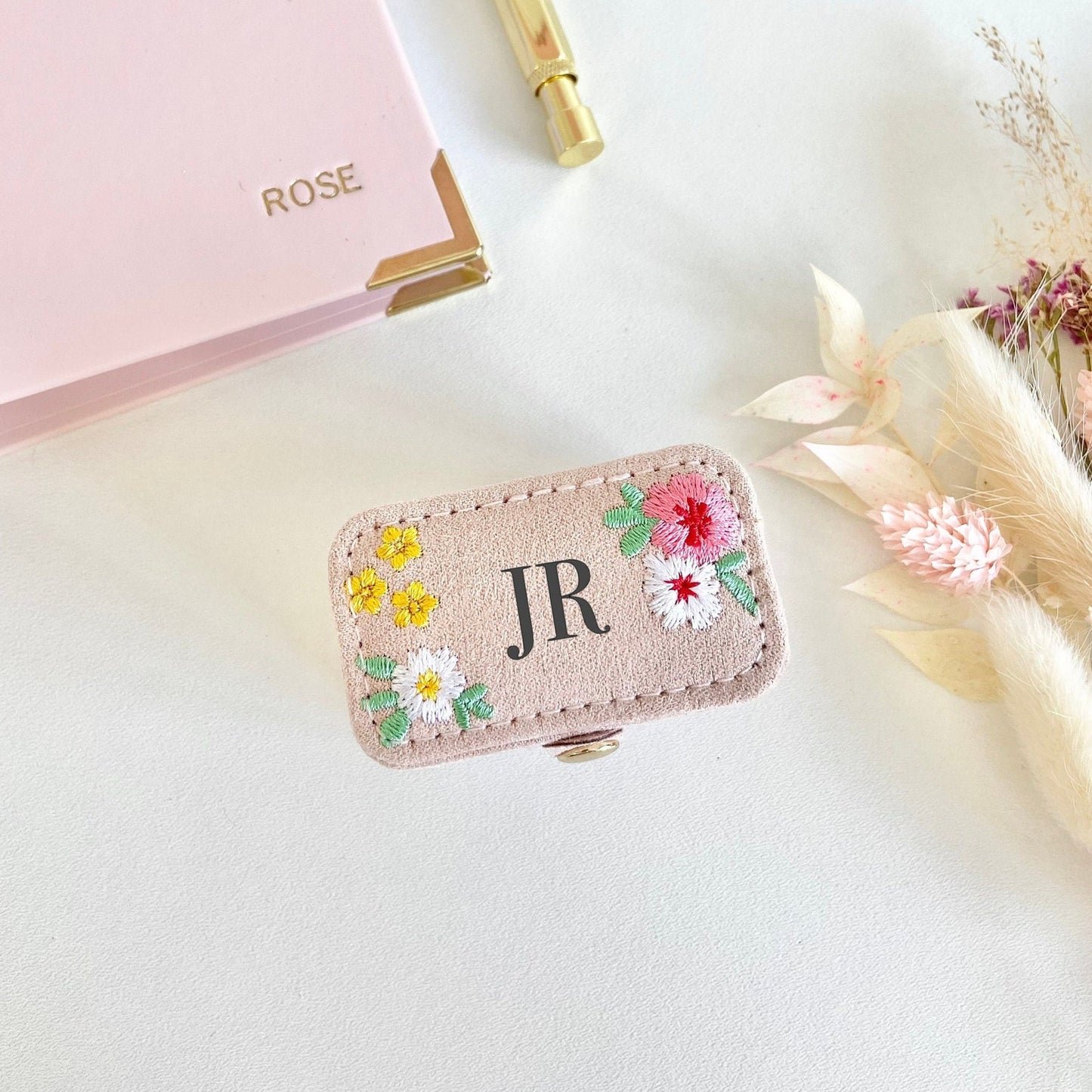 Personalised Embroidered Floral Ring Box - Penny Rose Home and Gifts