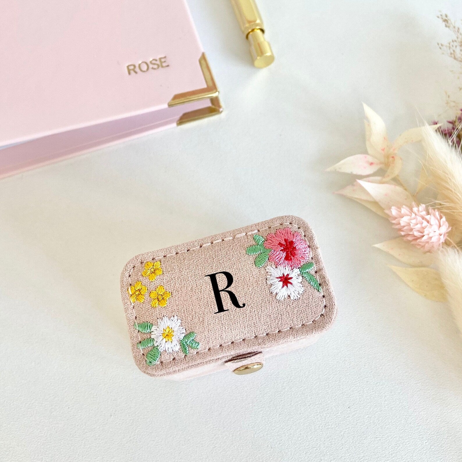 Personalised Embroidered Floral Ring Box - Penny Rose Home and Gifts