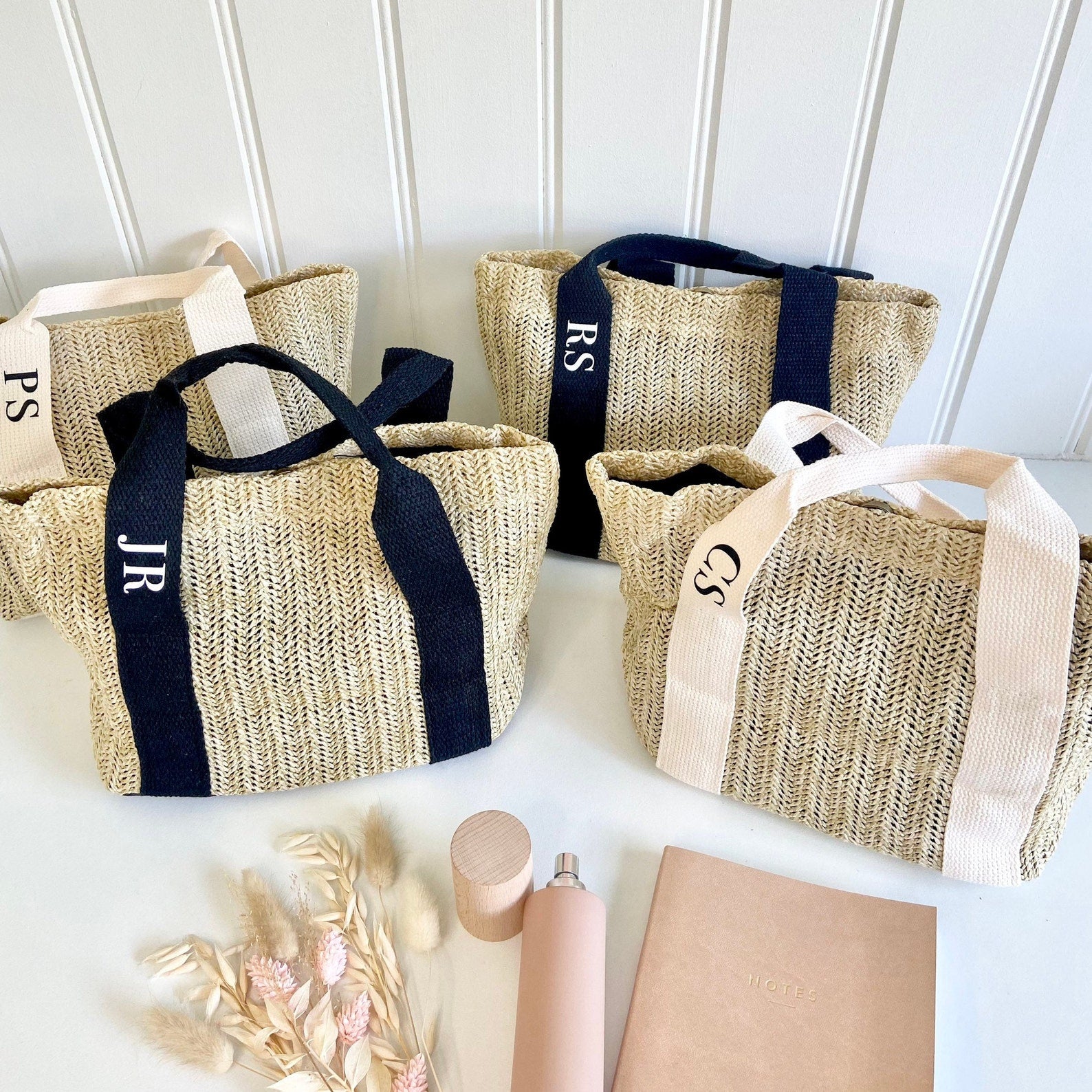 Personalised Small Straw Bag