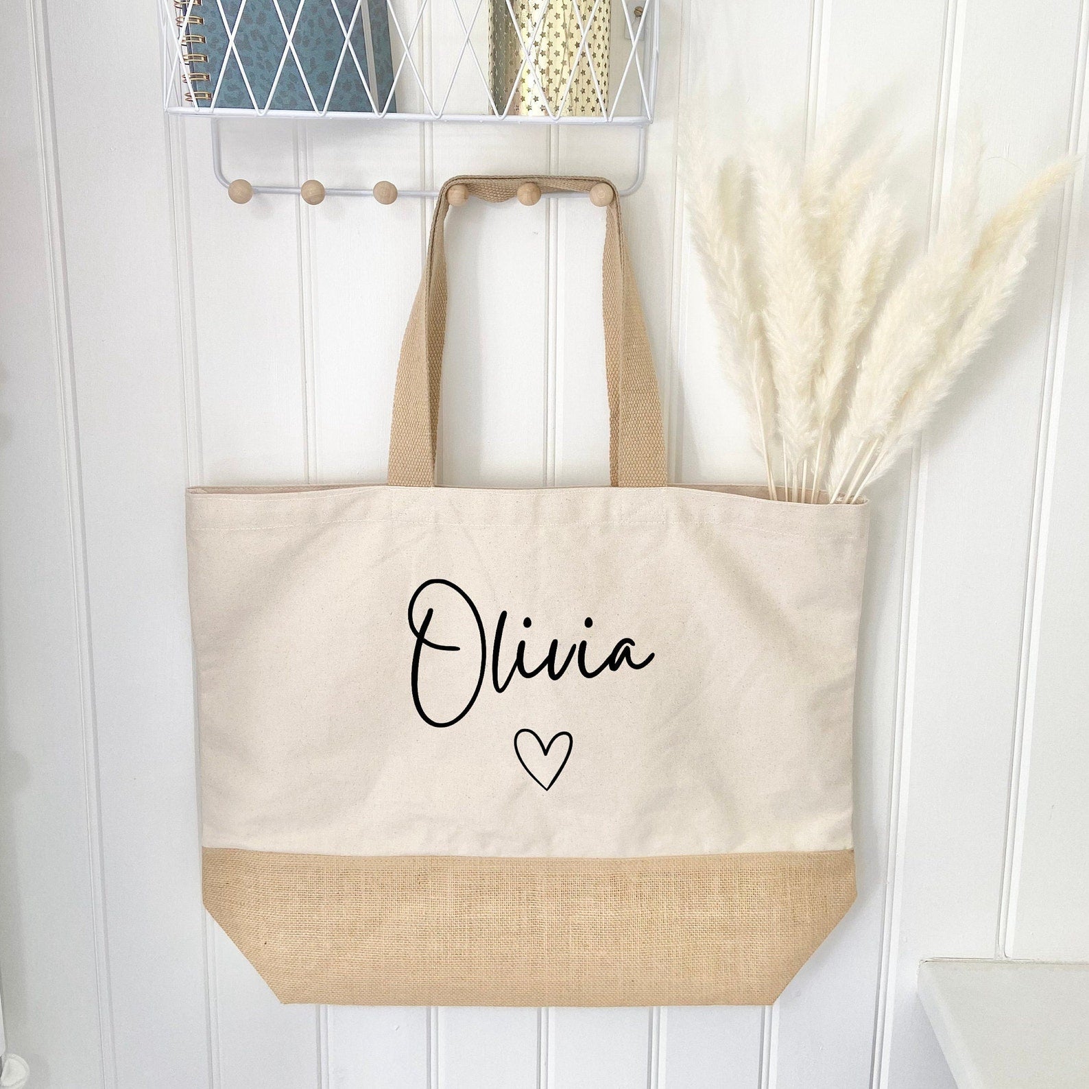 Personalised Heart Jute Bag - Penny Rose Home and Gifts