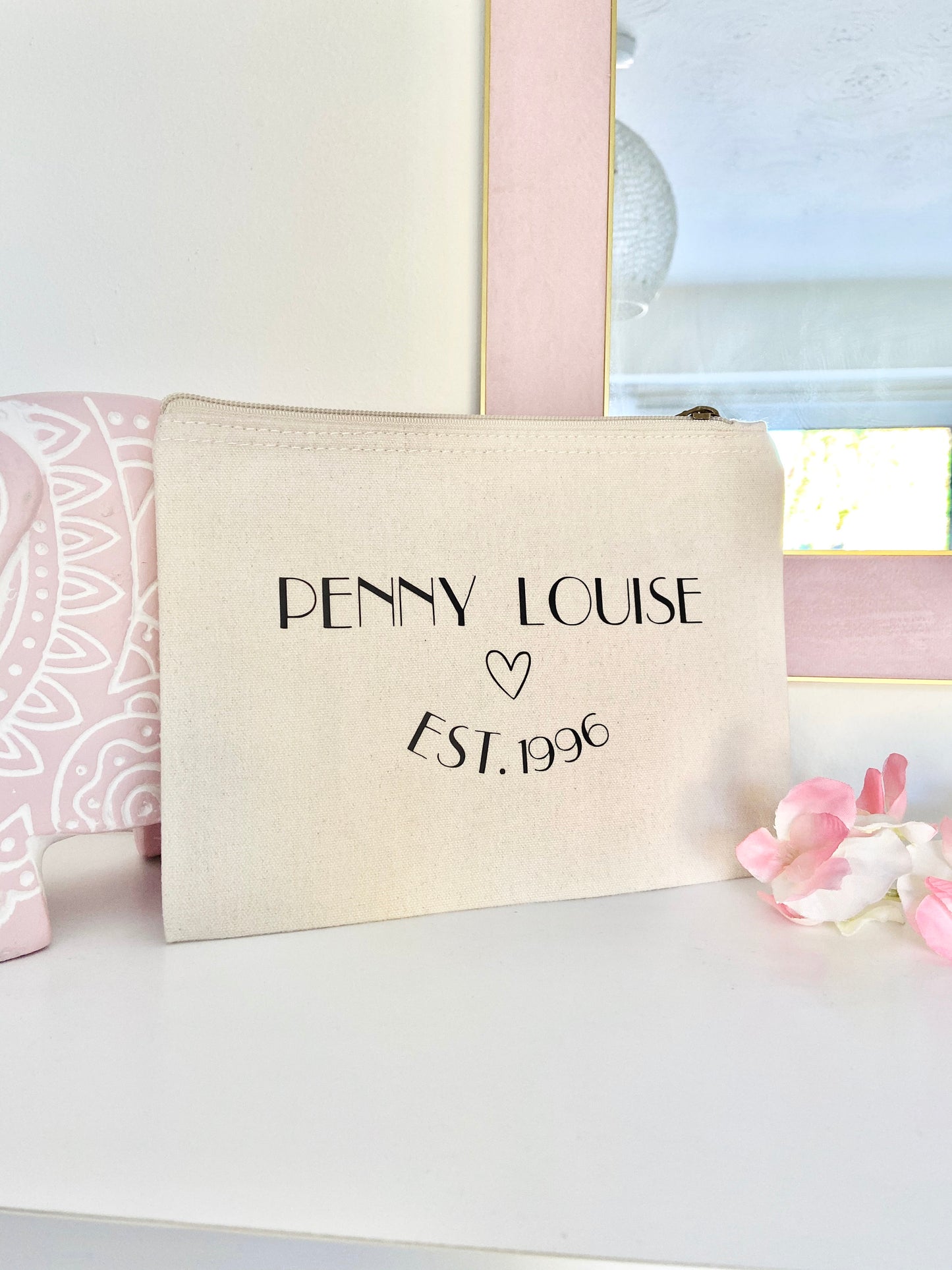 Personalised Name Est. Make Up Bag - Penny Rose Home and Gifts