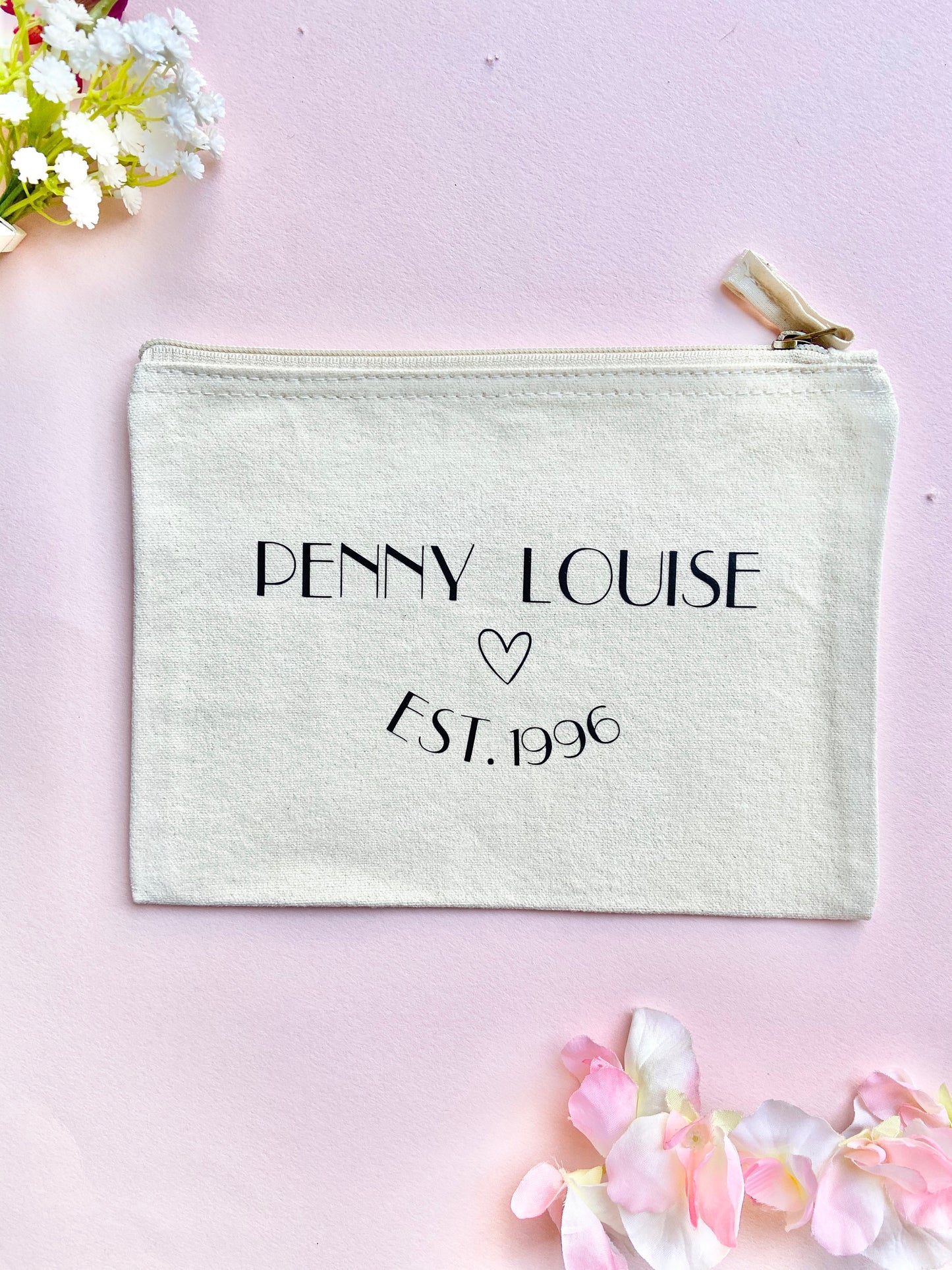 Personalised Name Est. Make Up Bag - Penny Rose Home and Gifts