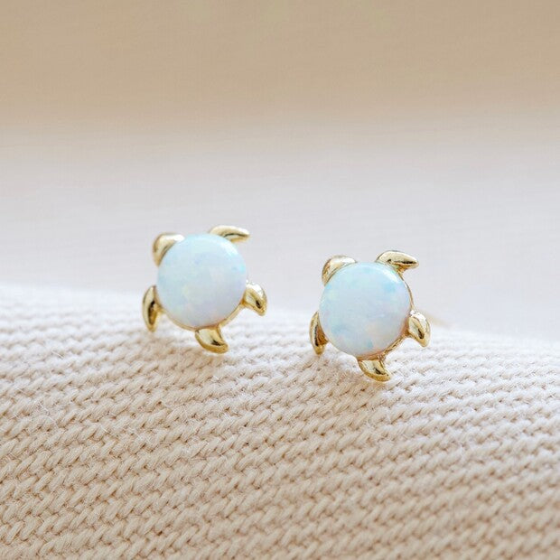 Opal Stone Turtle Stud Earrings - Penny Rose Home and Gifts