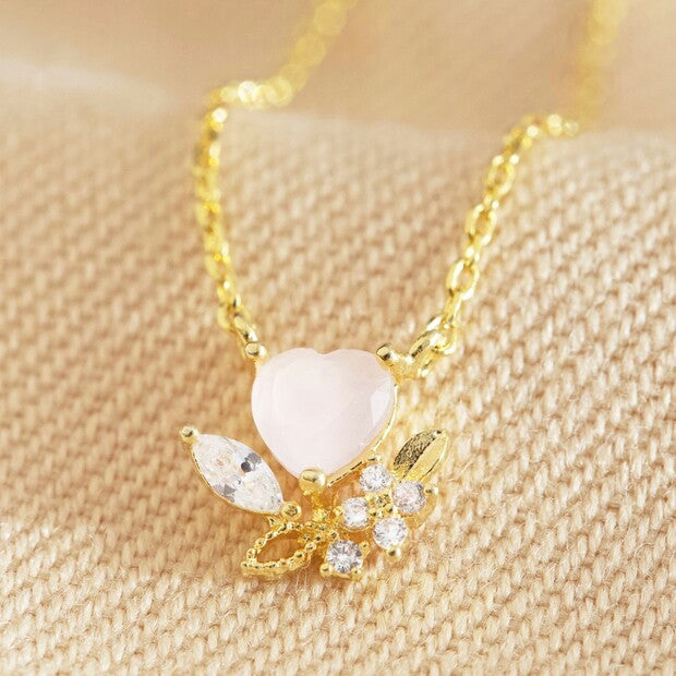 Pink Crystal Heart Pendant Necklace - Penny Rose Home and Gifts