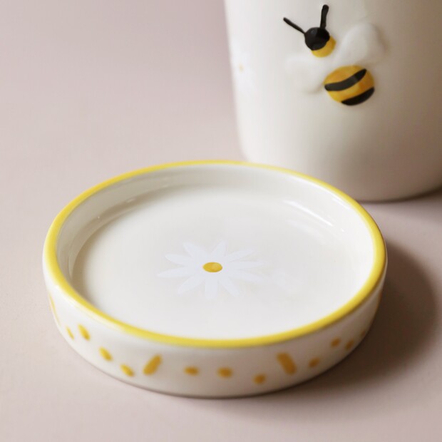 Yellow Bee Ceramic Planter with Tray - Penny Rose Home and Gifts