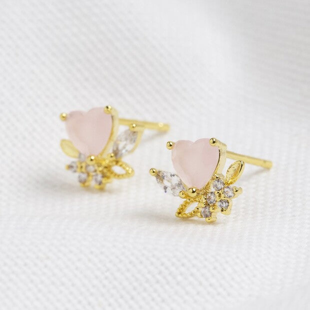 Pink Crystal Heart Earrings - Penny Rose Home and Gifts